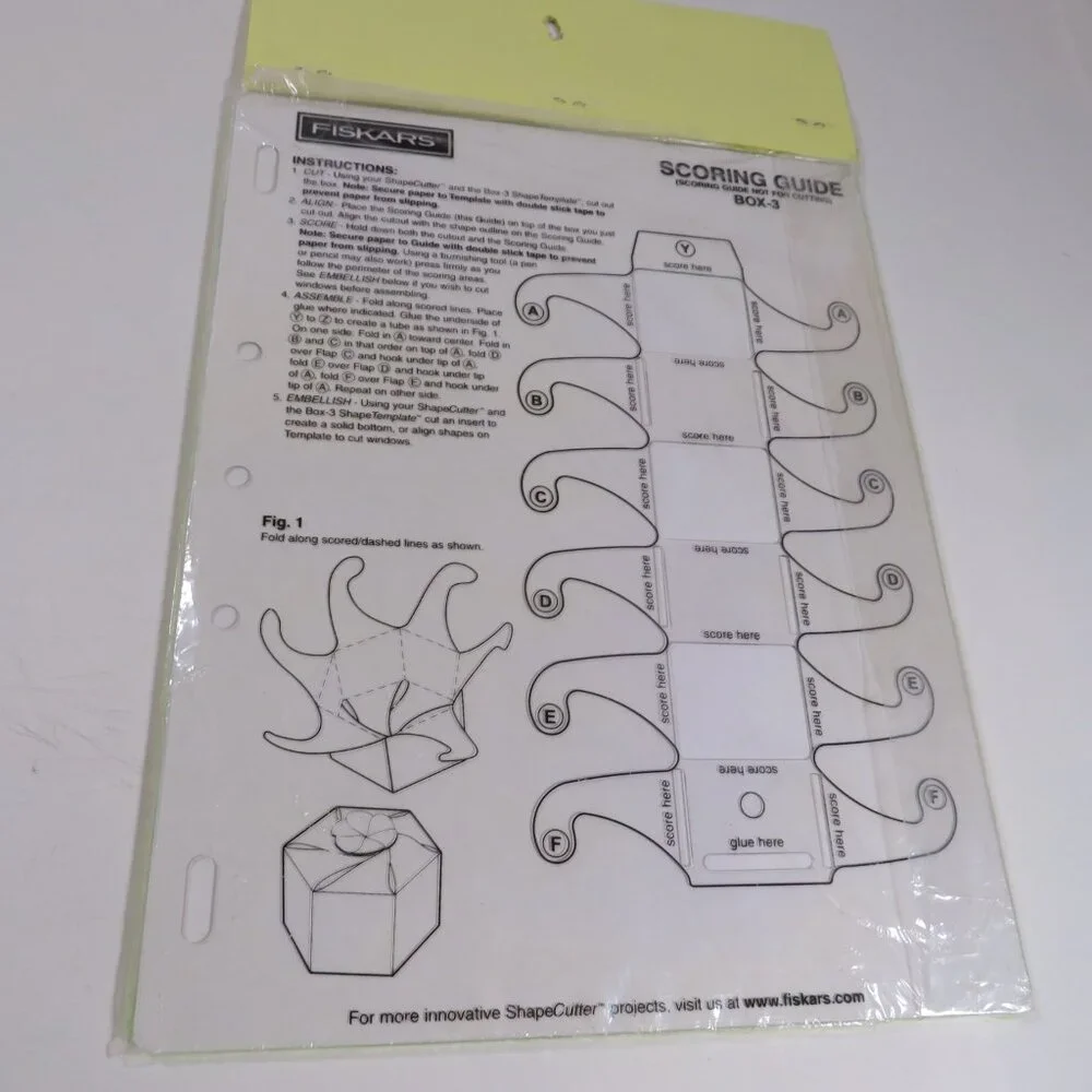 FISKARS “Shape Template” (4) Envelope #1, #2, Memory Pockets, Box #3